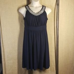 Empire waisted dress w/ beaded grecian neckline